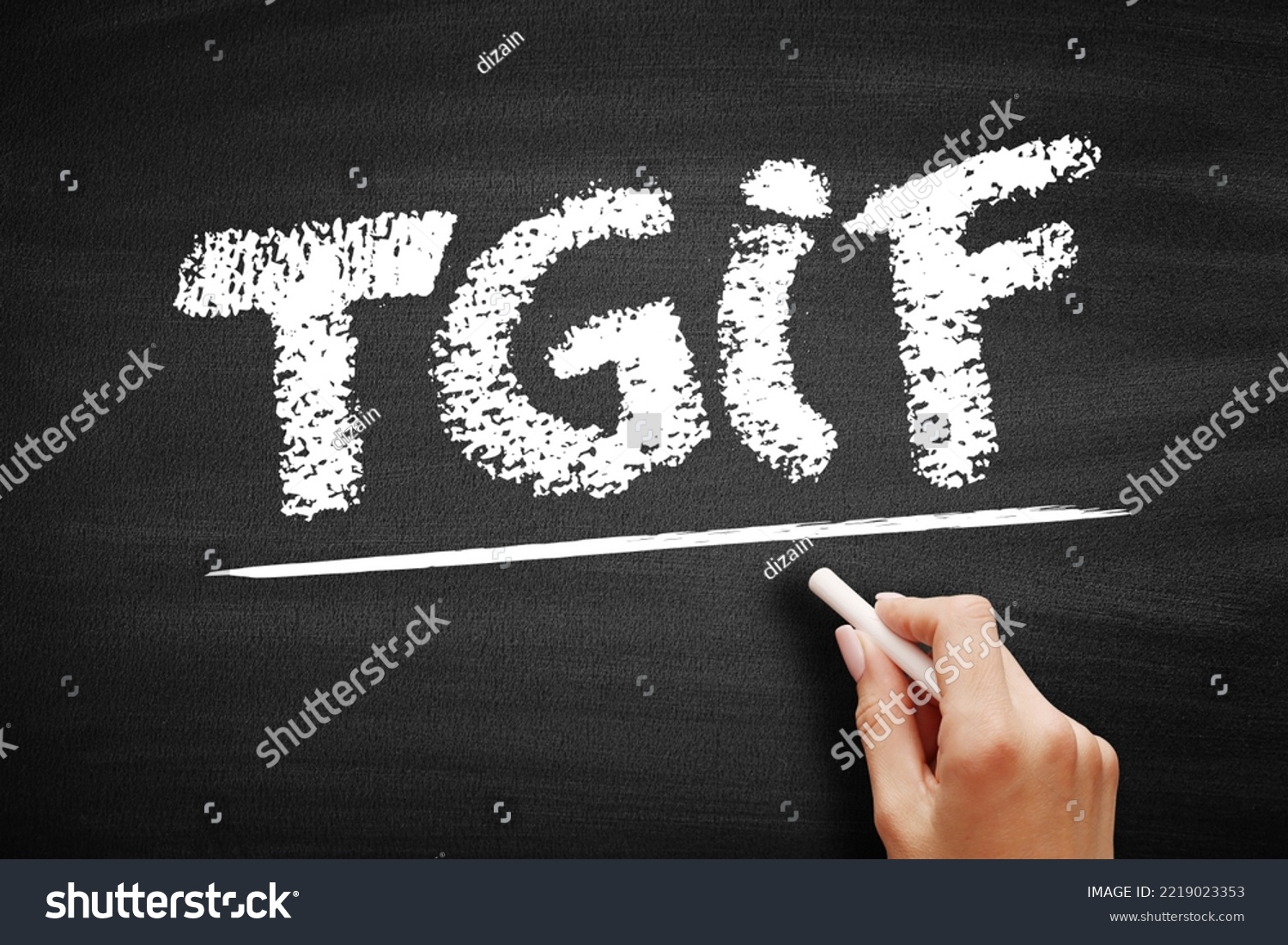 TGIF - Thank God It's Friday, acronym concept on blackboard #2219023353