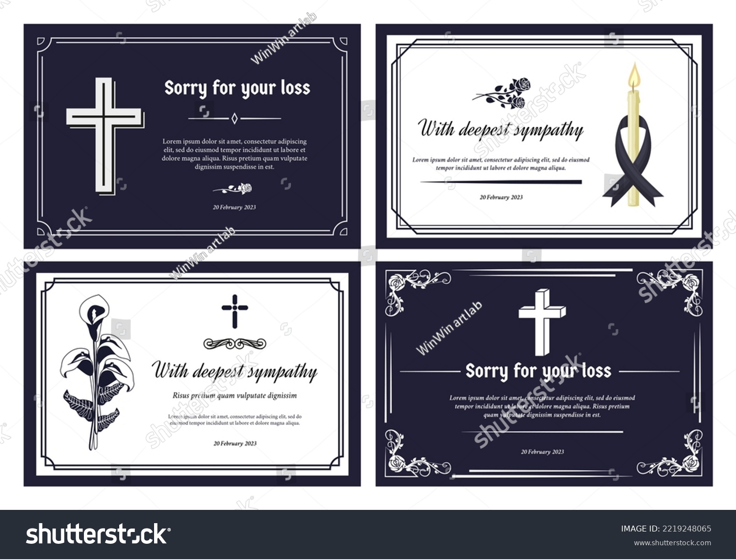 Funeral card layout. Condolence banner with - Royalty Free Stock Vector ...