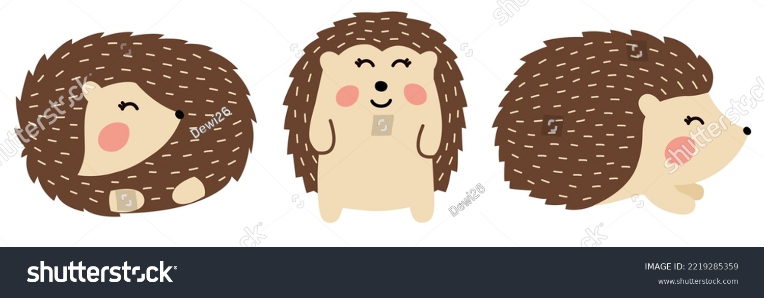 Orange Hedgehog Vector Illustration Set. Autumn - Royalty Free Stock ...