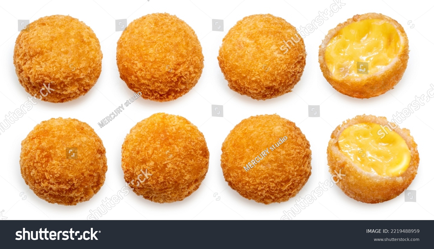 Delicious crispy Cheese ball isolated on white background, Cheese ball or cheesy puffs on white With work path. #2219488959