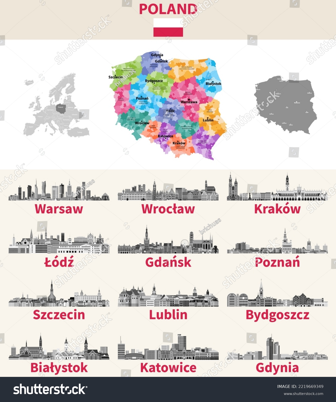 Poland map with main cities on it. Polish cities - Royalty Free Stock ...