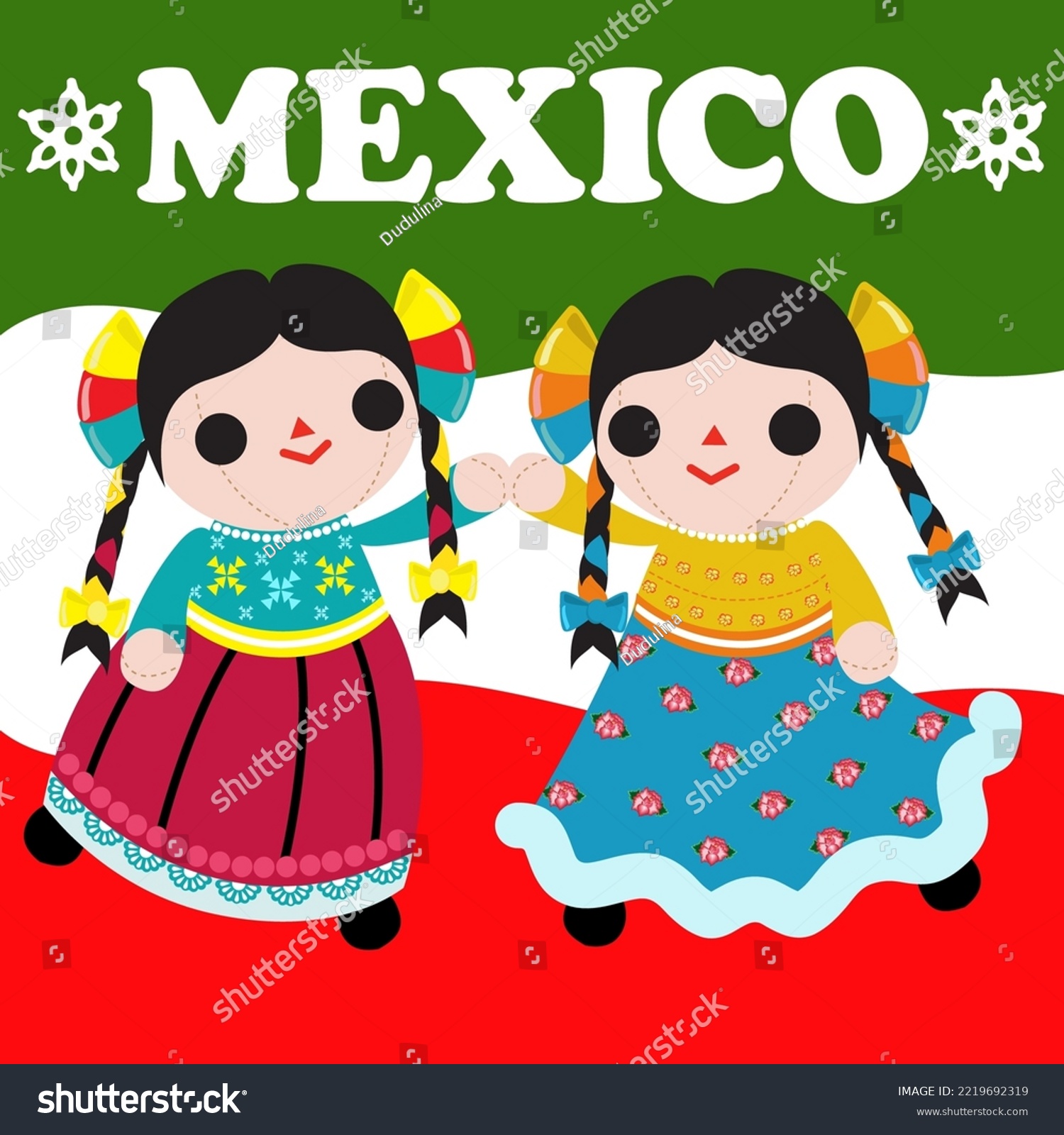 Dancing mexican rag dolls in colorfull typical - Royalty Free Stock ...