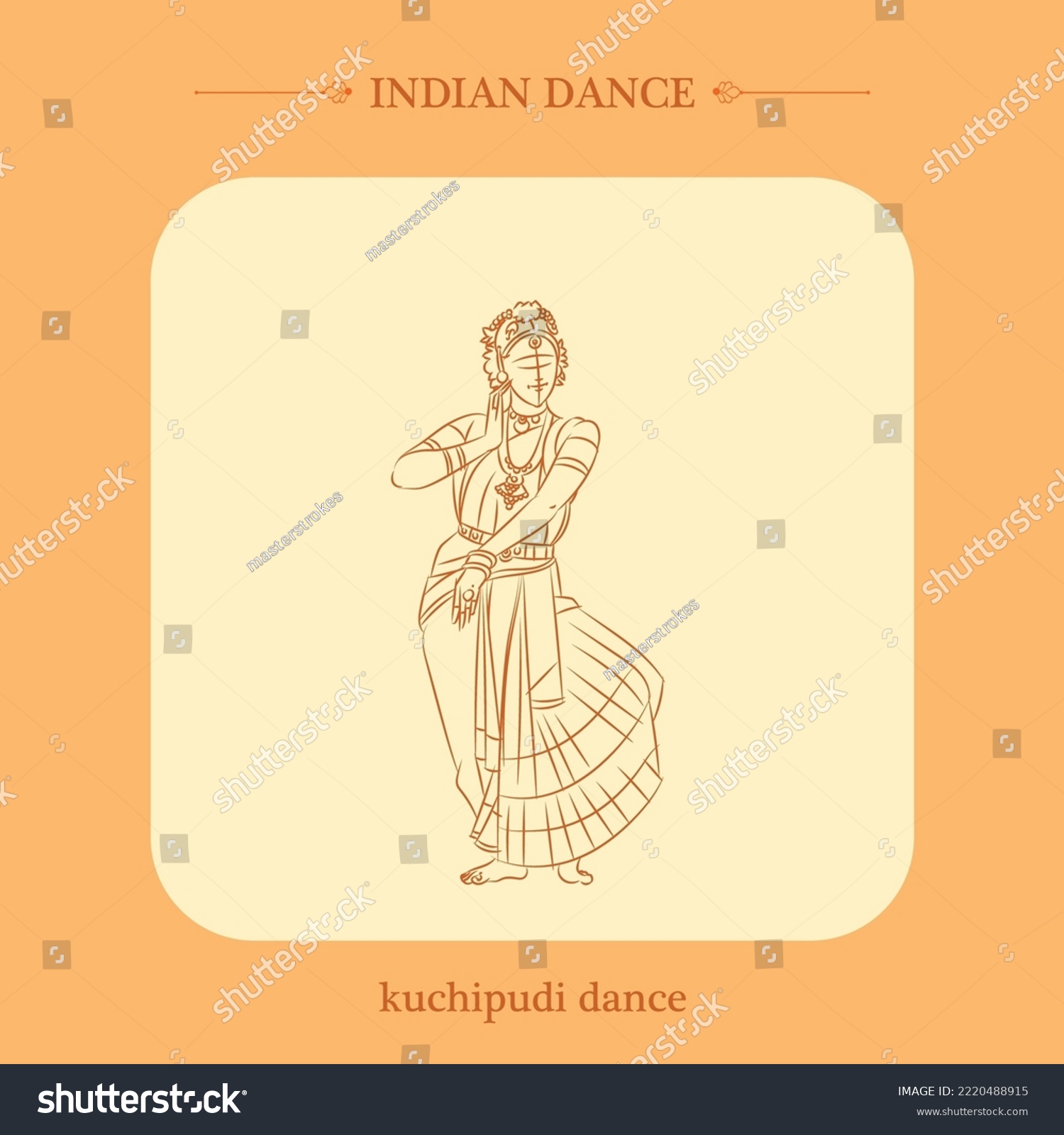 kuchipudi dance vector line drawing - Royalty Free Stock Vector ...