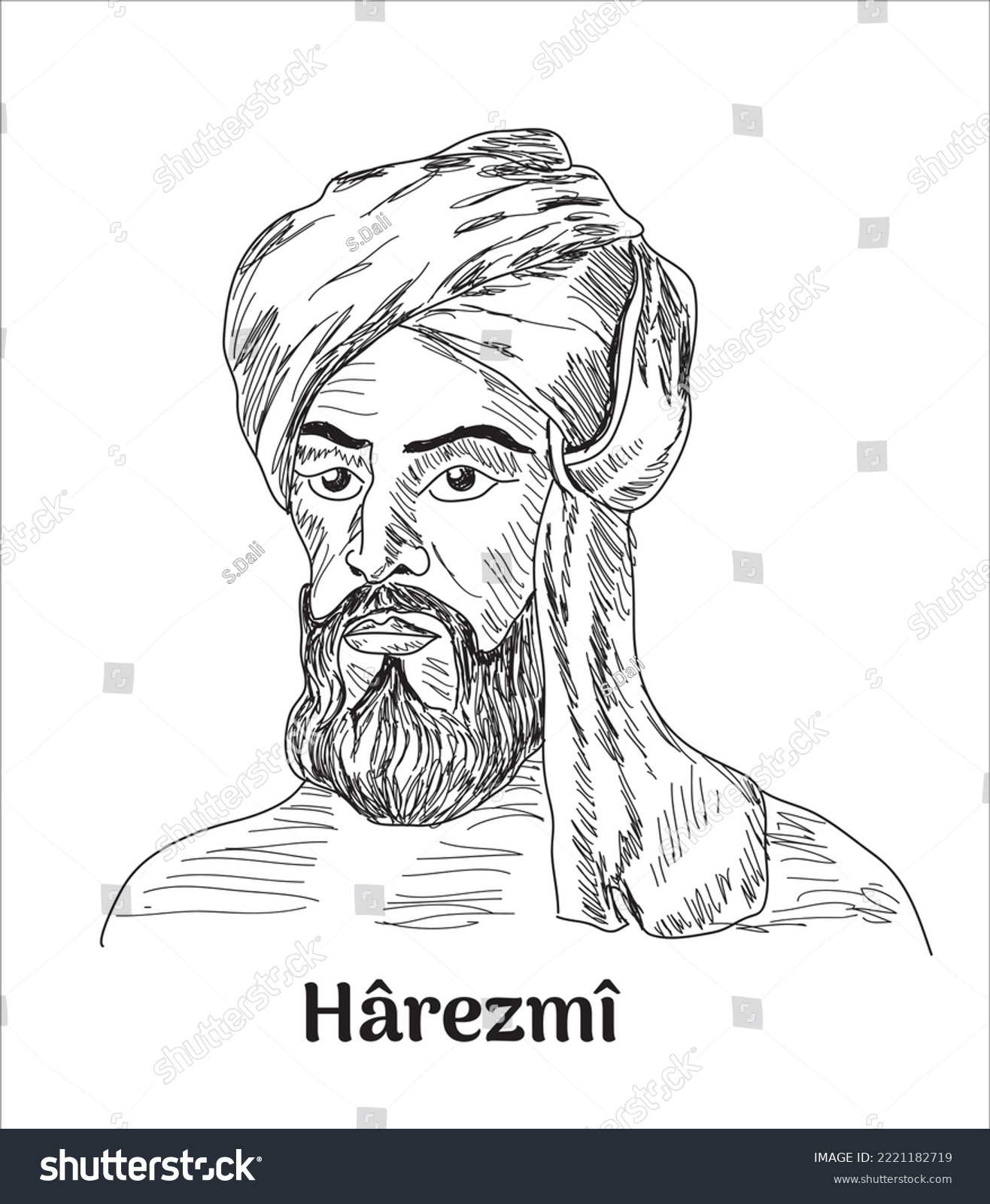 Hârezmî portrait hand drawing vector - Royalty Free Stock Vector ...