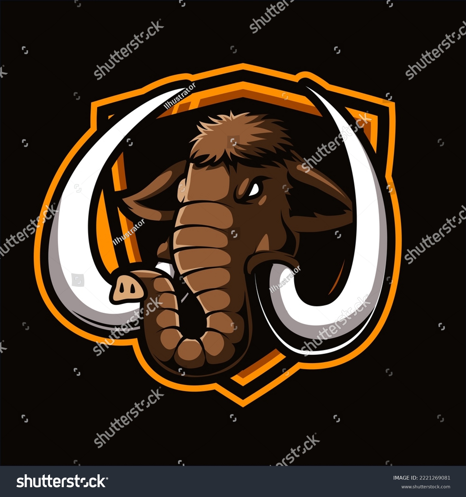 head mammoth mascot logo illustration - Royalty Free Stock Vector ...