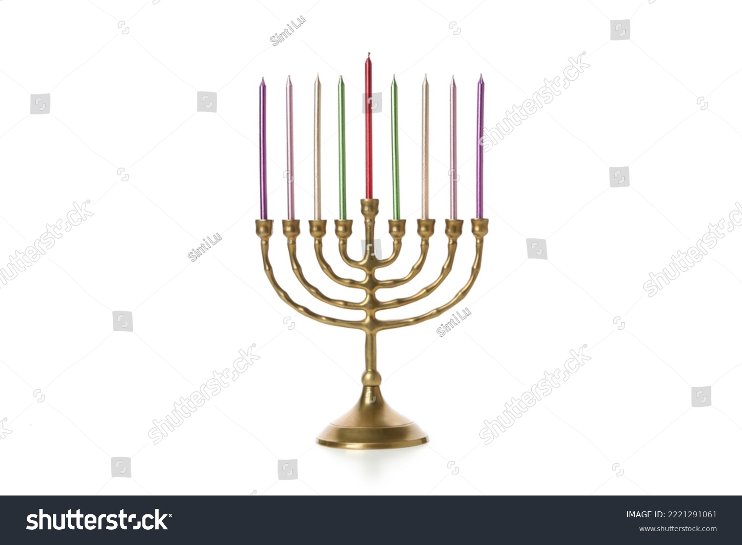 Сoncept of Jewish holiday, Hanukkah, Hanukkah accessories, isolated on white background #2221291061