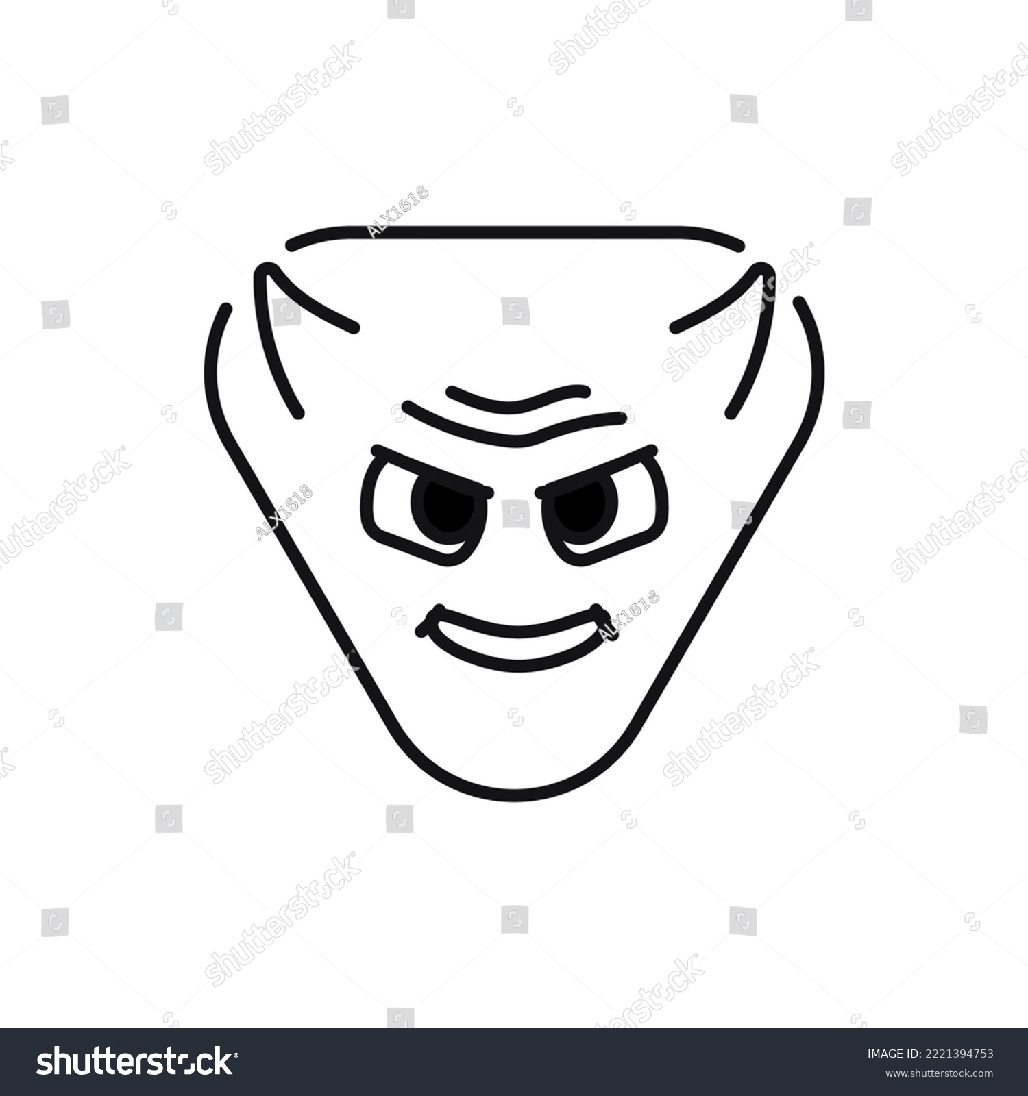 Triangular gloating character black line icon. - Royalty Free Stock ...