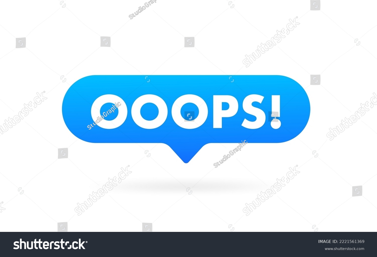 Popup Bubble message with the text oops. Vector illustration #2221561369