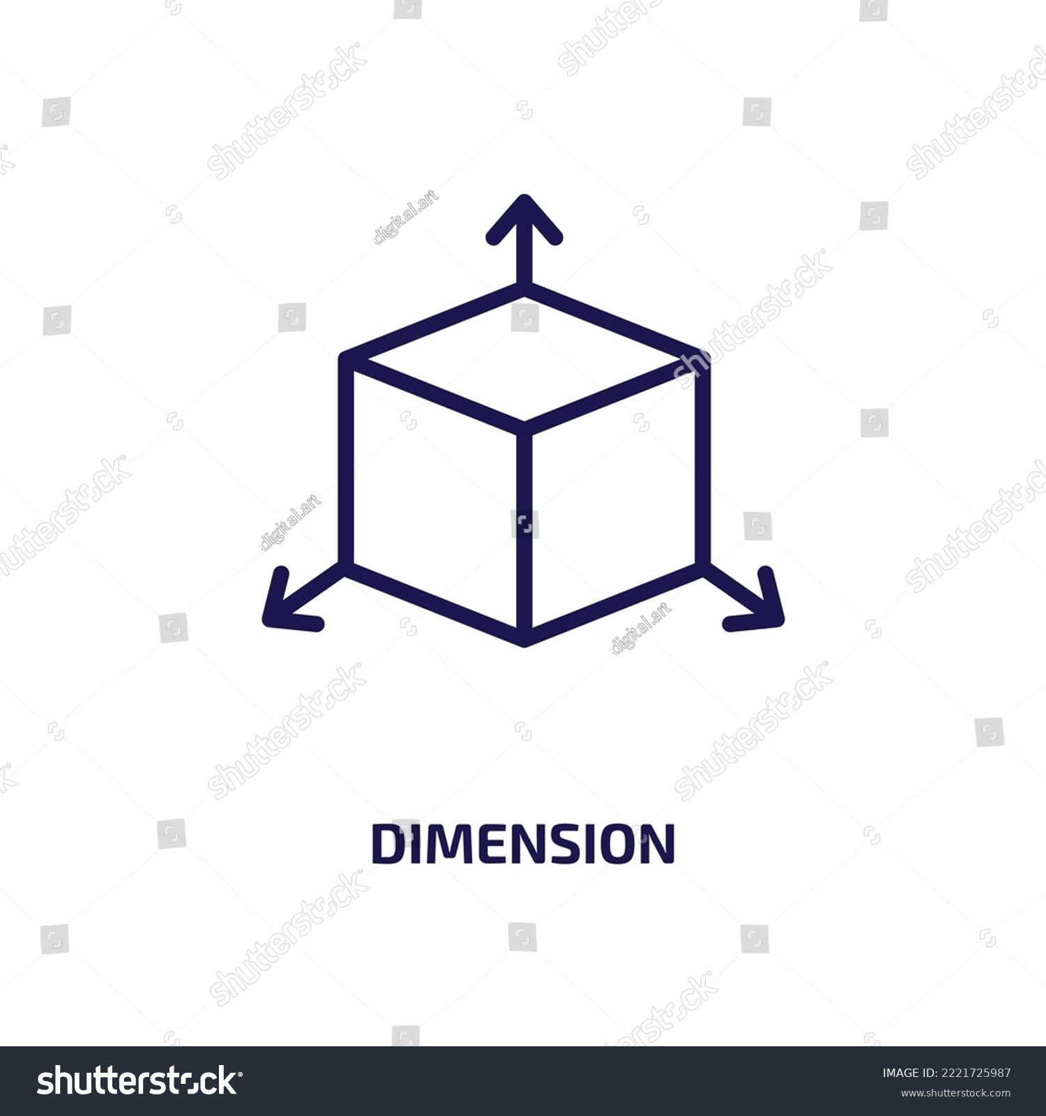 dimension icon from geometry collection. Thin - Royalty Free Stock ...