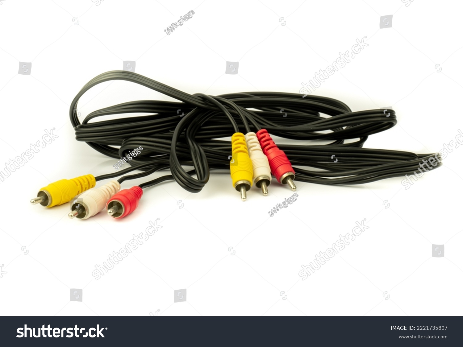 RCA cable connector, RCA connector on white Background, Red white Yellow connector Jack, Signal cable jack, Audio and Video cable on white background. #2221735807