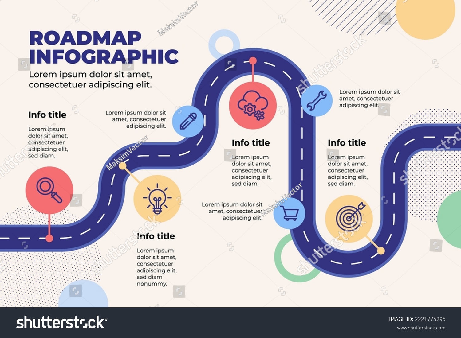 Flat Roadmap Infographic Template Vector Royalty Free Stock Vector 2221775295 9801