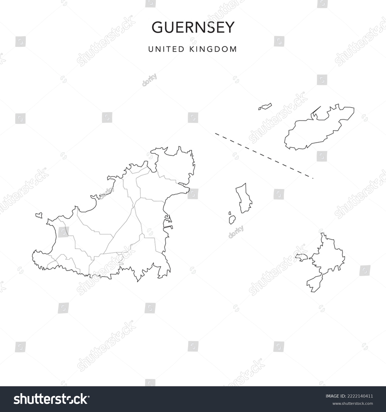 Administrative Map Of Guernsey With Parishes As Royalty Free Stock   Avopix 2222140411 