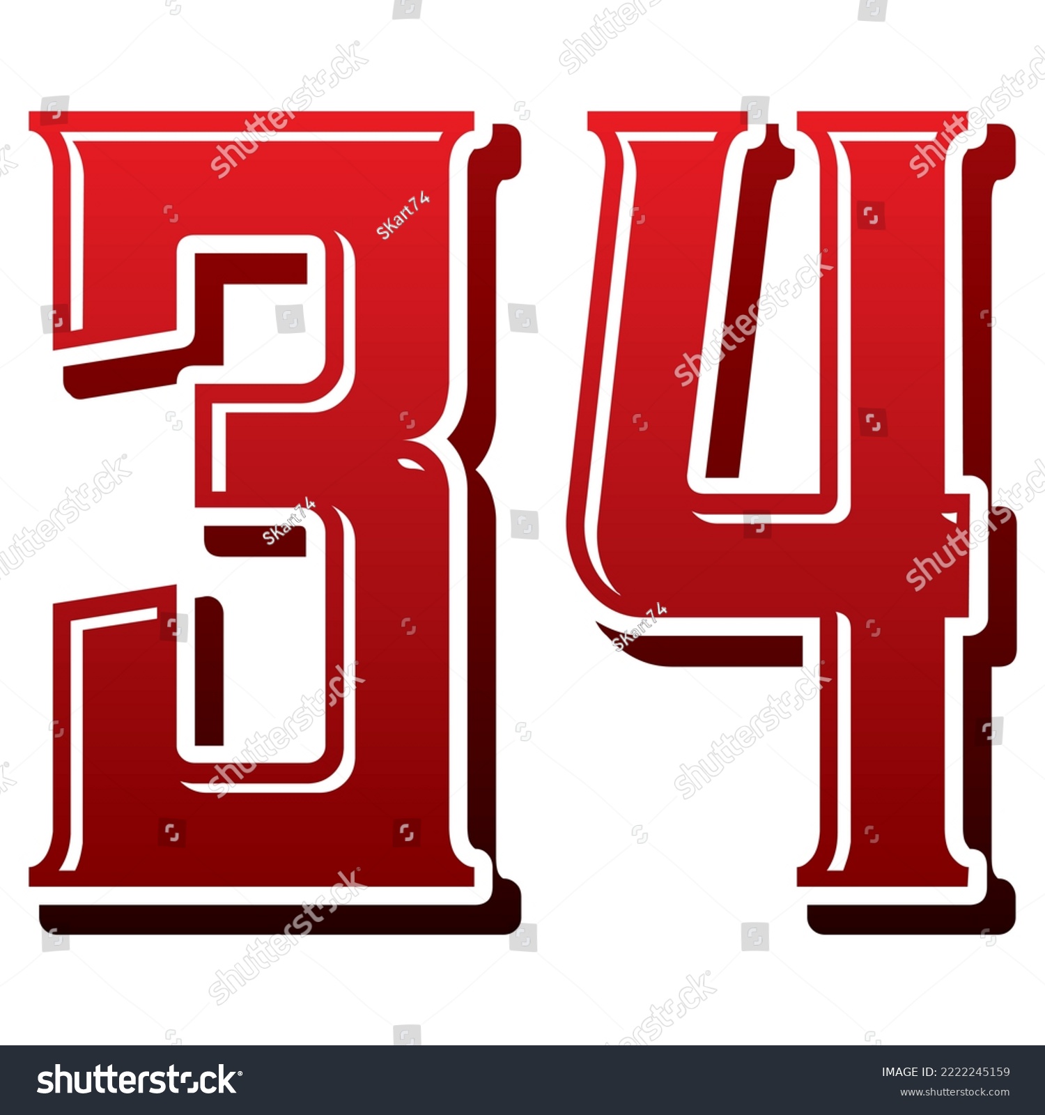 Number Thirty Four Vector Illustration. Number - Royalty Free Stock ...