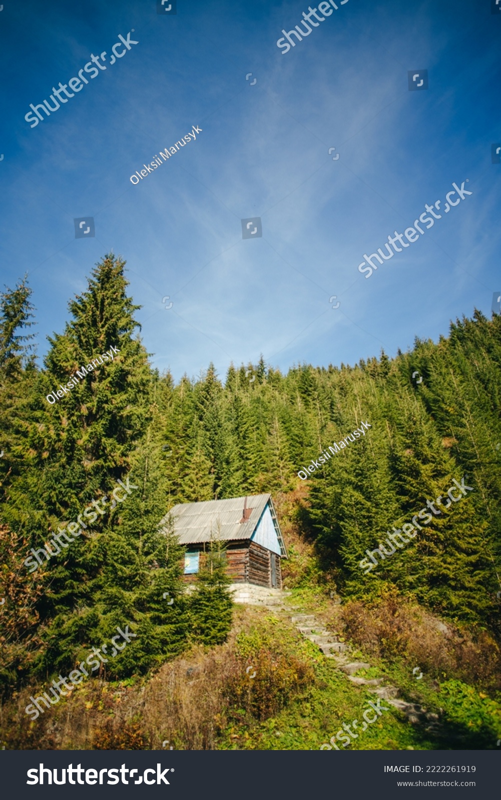 A lonely house in the autumn mountains.
A beautiful forester's house in the mountains #2222261919
