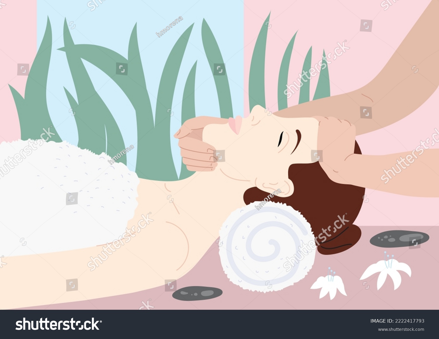 Body Spa Facial Massage With Hands Manual Royalty Free Stock Vector 2222417793
