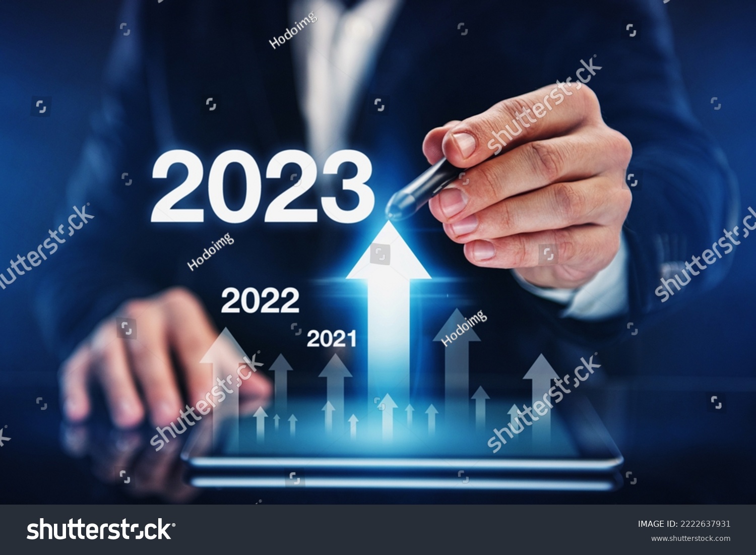 growth of economic indicators in 2023. Concept of business development in the new year #2222637931