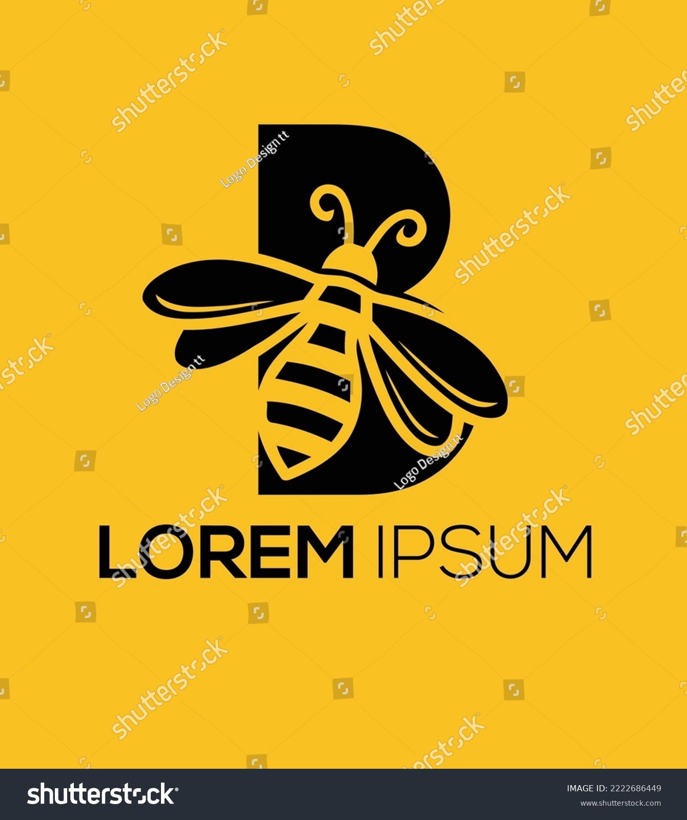 Unique B Honey Bee Logo Design B Letter Art Bee - Royalty Free Stock ...