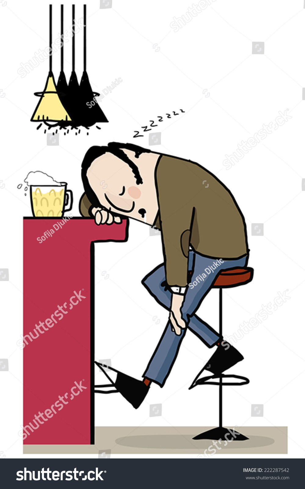 Drunk man sleeping in the pub. - Royalty Free Stock Vector 222287542 ...