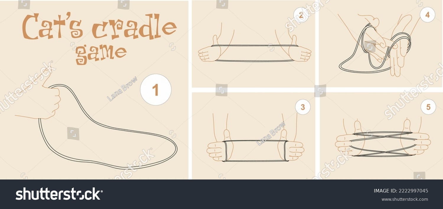 Cat's cradle game. Sketch of hands with string - - Royalty Free Stock ...