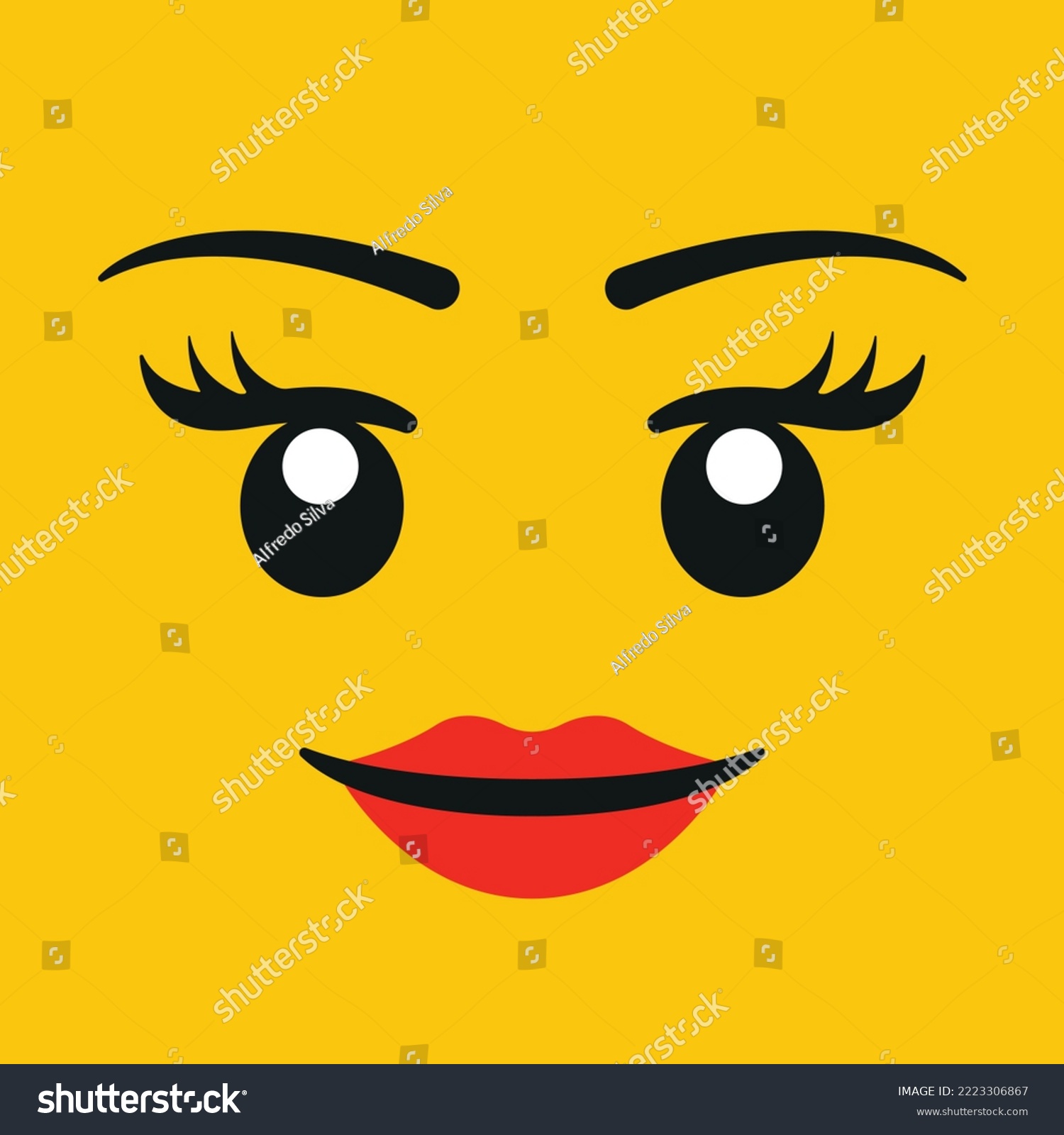 Yellowhead Girl Female Women Lipstick Eyelashes Face Smiley Smiling Lego #2223306867