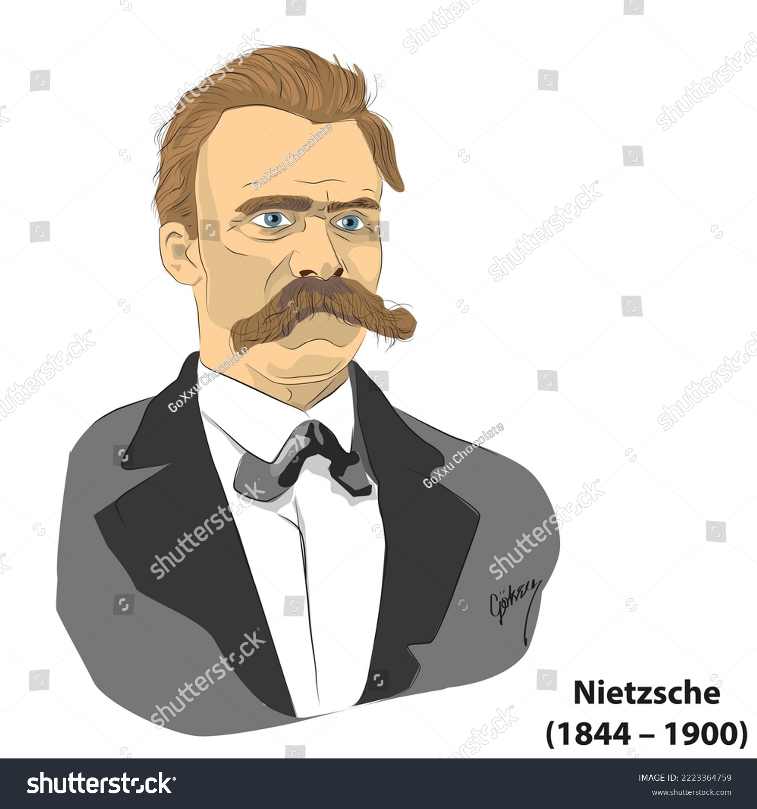 Friedrich Nietzsche was a German philologist, - Royalty Free Stock ...