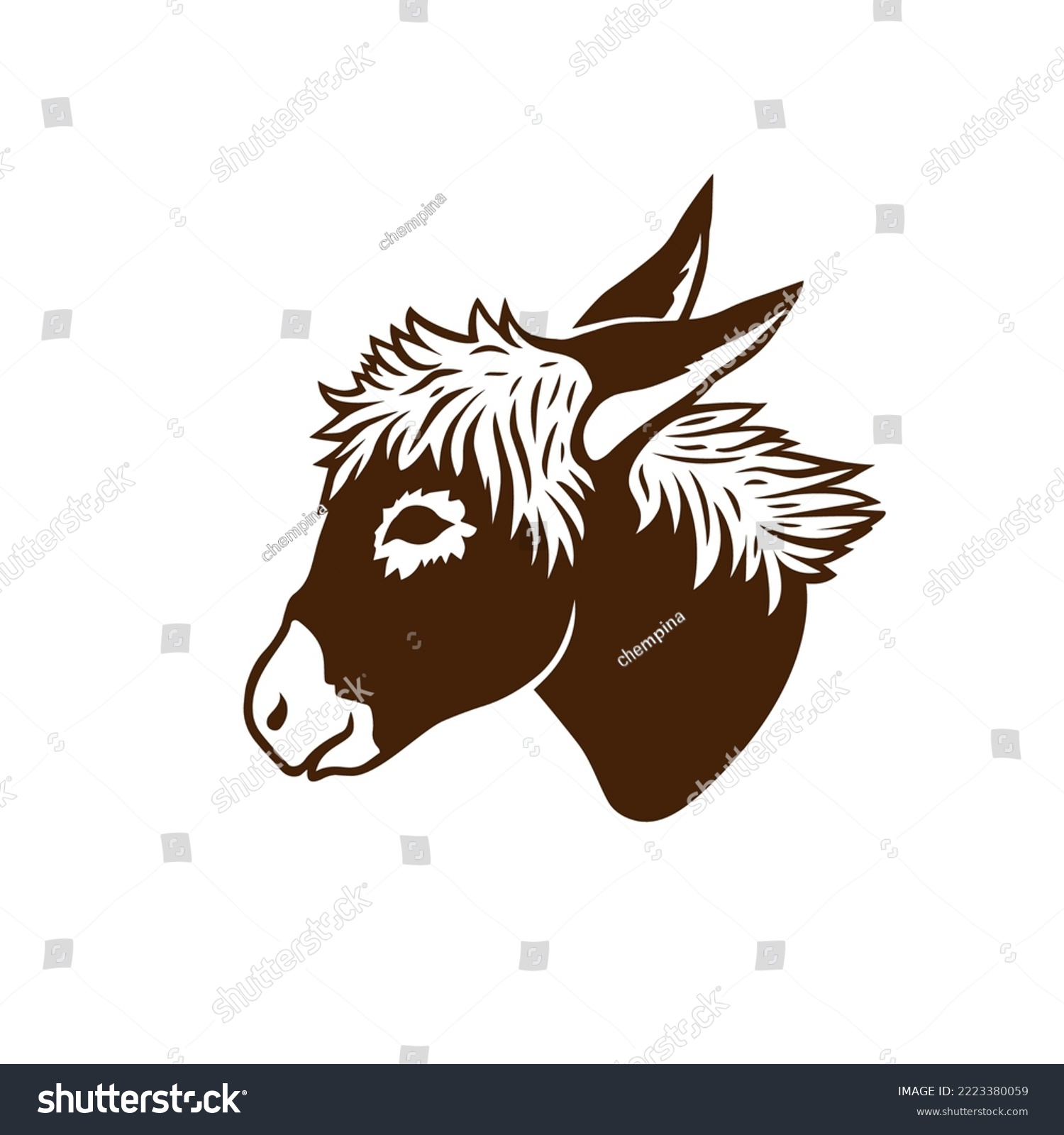 Donkey head silhouette. Realistic animal Royalty Free Stock Vector