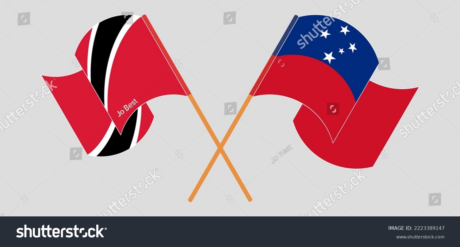 Crossed And Waving Flags Of Trinidad And Tobago Royalty Free Stock Vector 2223389147 2779