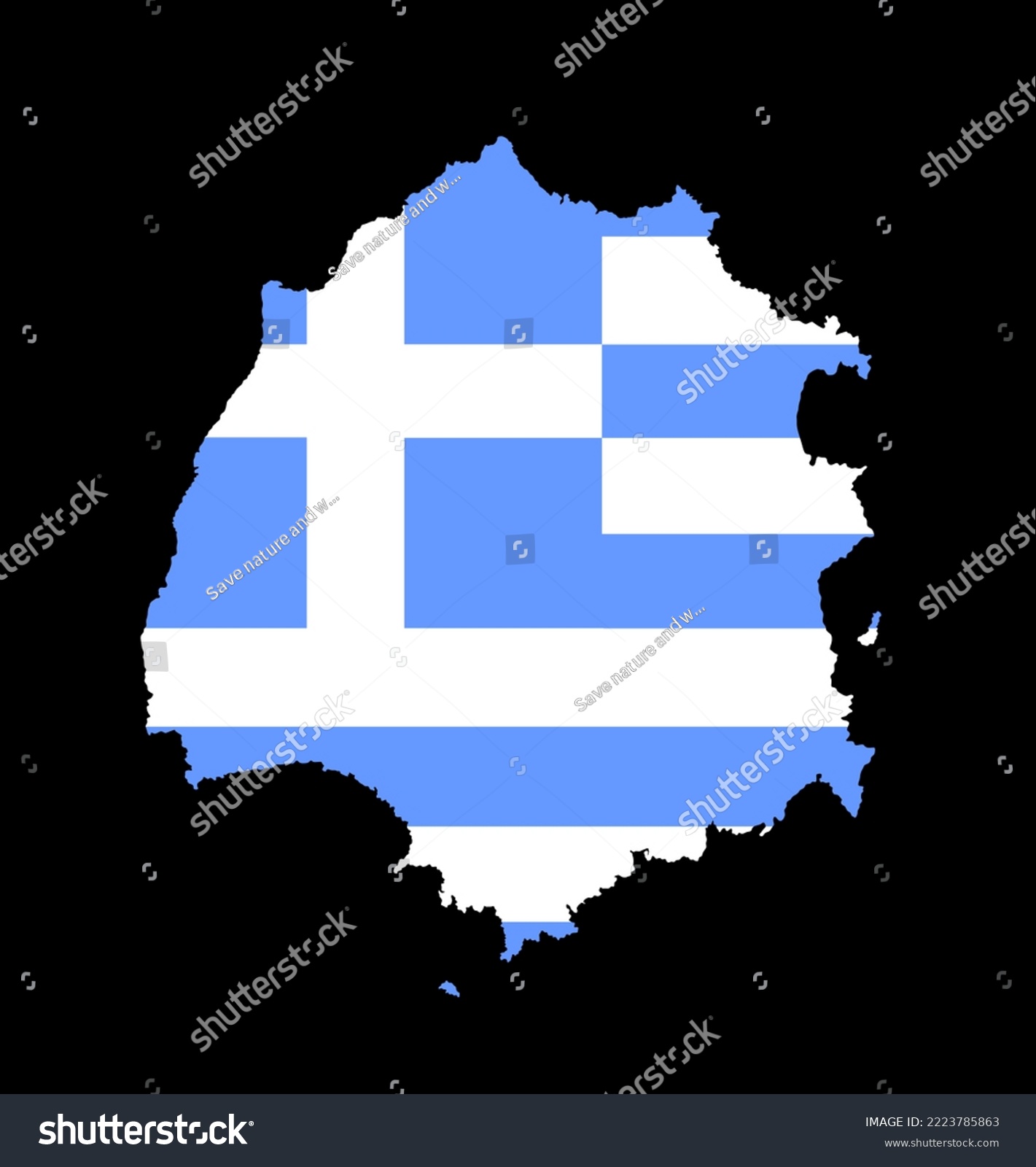 Island Of Thassos In Greece Vector Map Flag Royalty Free Stock Vector 2223785863