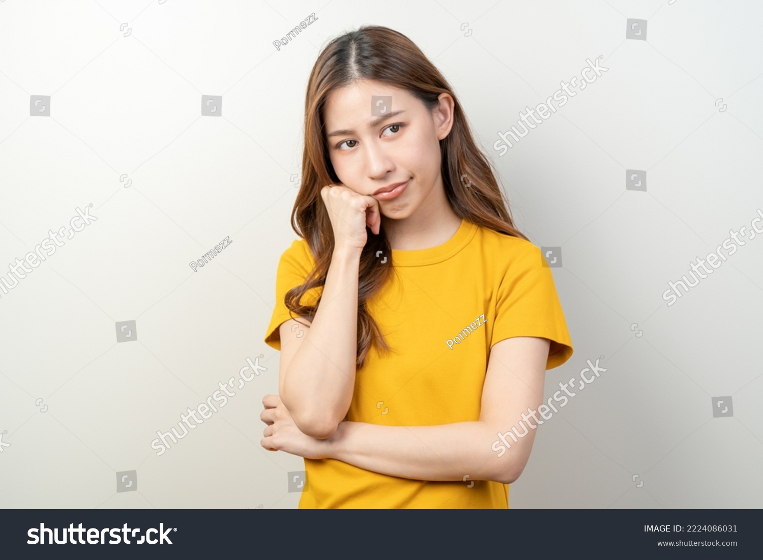 A unhappy young woman feeling upset and have bad mood #2224086031