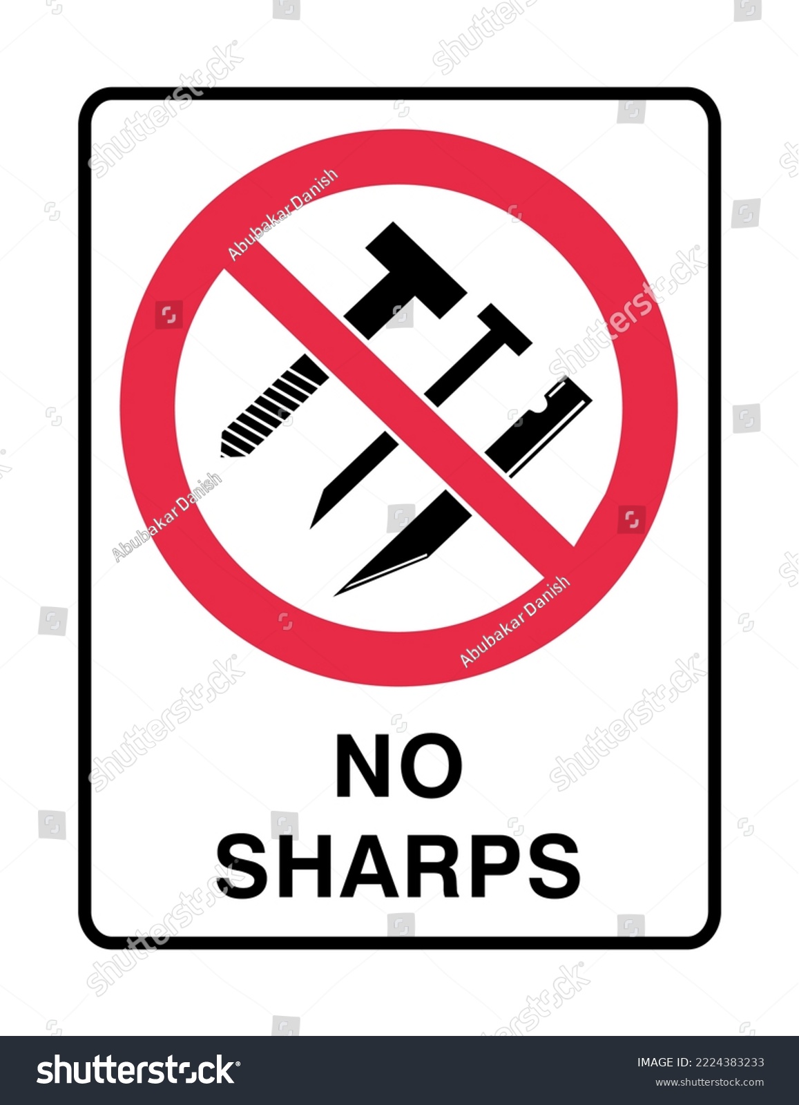No Sharps - Prohibition Signs- No Smoking - Royalty Free Stock Vector 2224383233 - Avopix.com