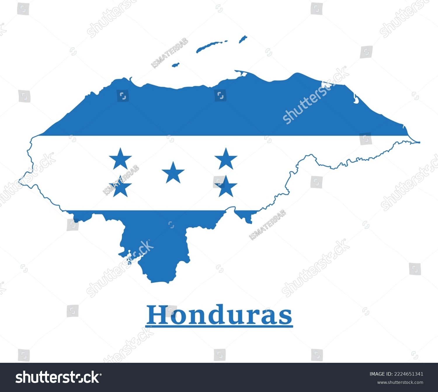 Honduras National Flag Map Design, Illustration - Royalty Free Stock ...