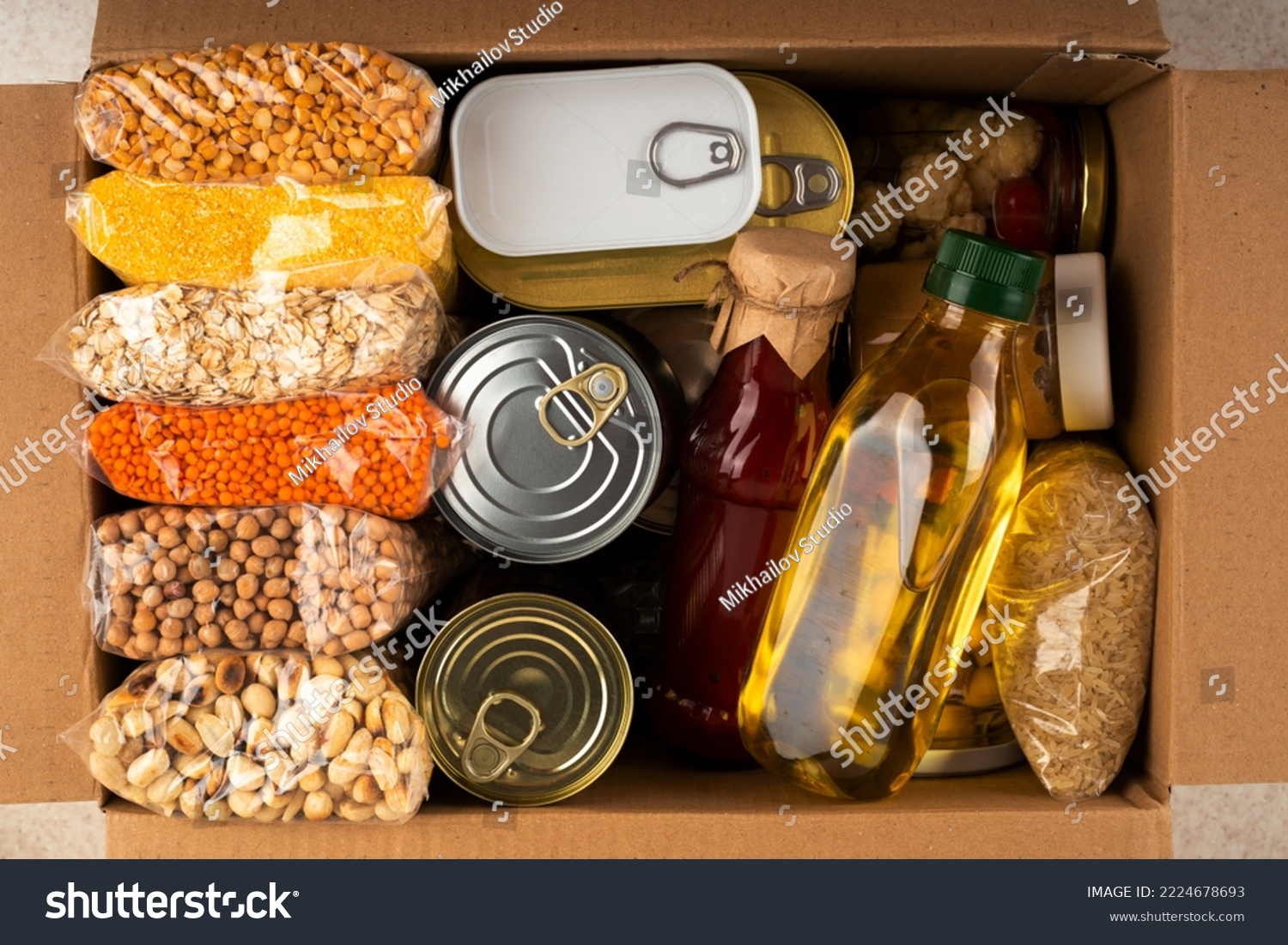 Survival set of nonperishable foods in carton box #2224678693
