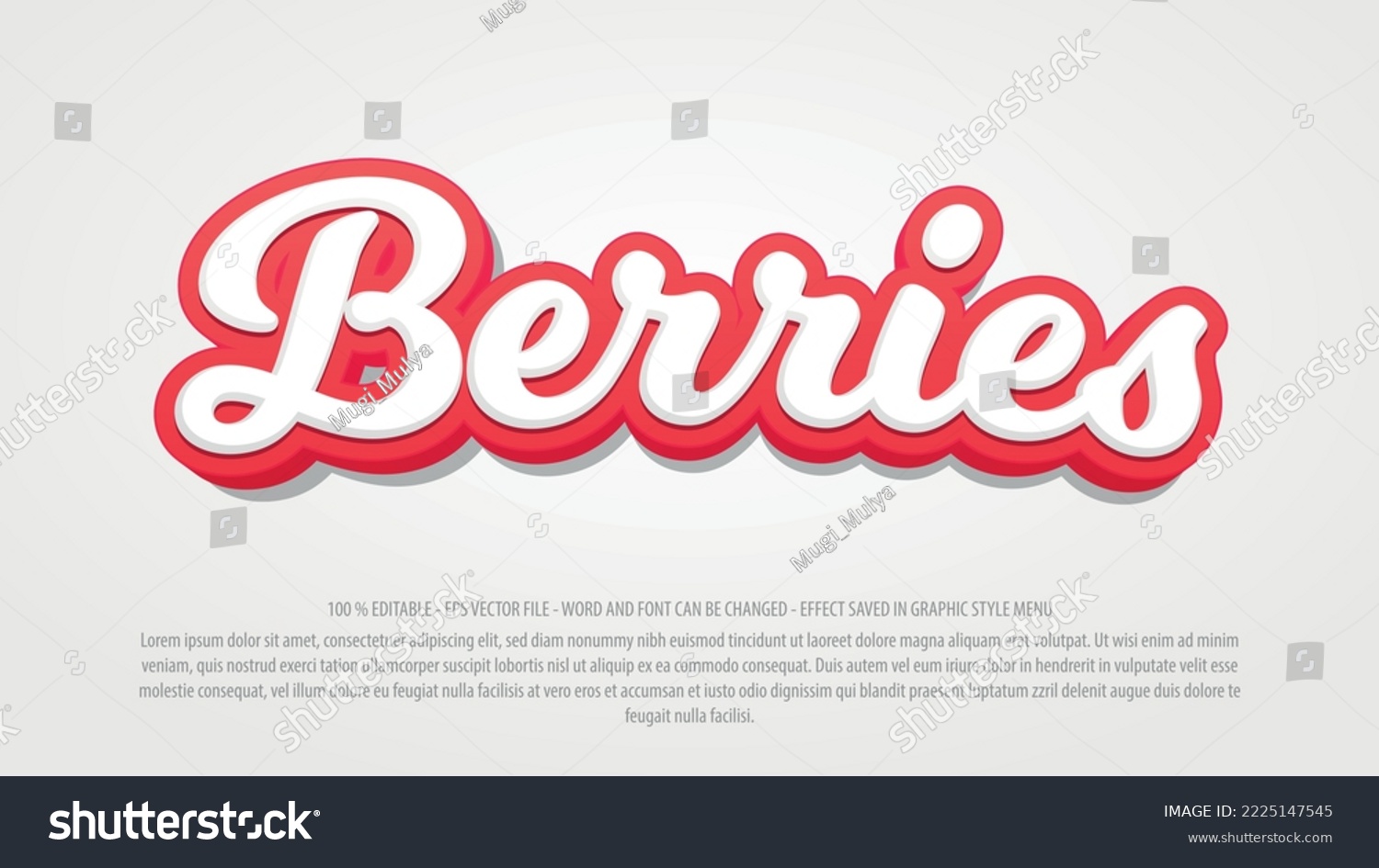 Berry editable text effect template with 3d style use for logo and business brand #2225147545