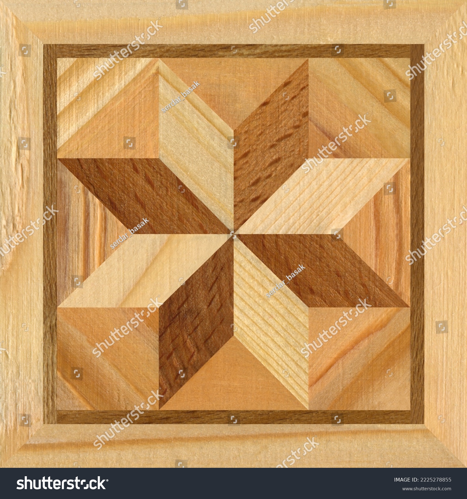 Wooden marquetry, patterns created from the combination of different woods pine hornbeam, wooden floor, parquet, cutting board #2225278855