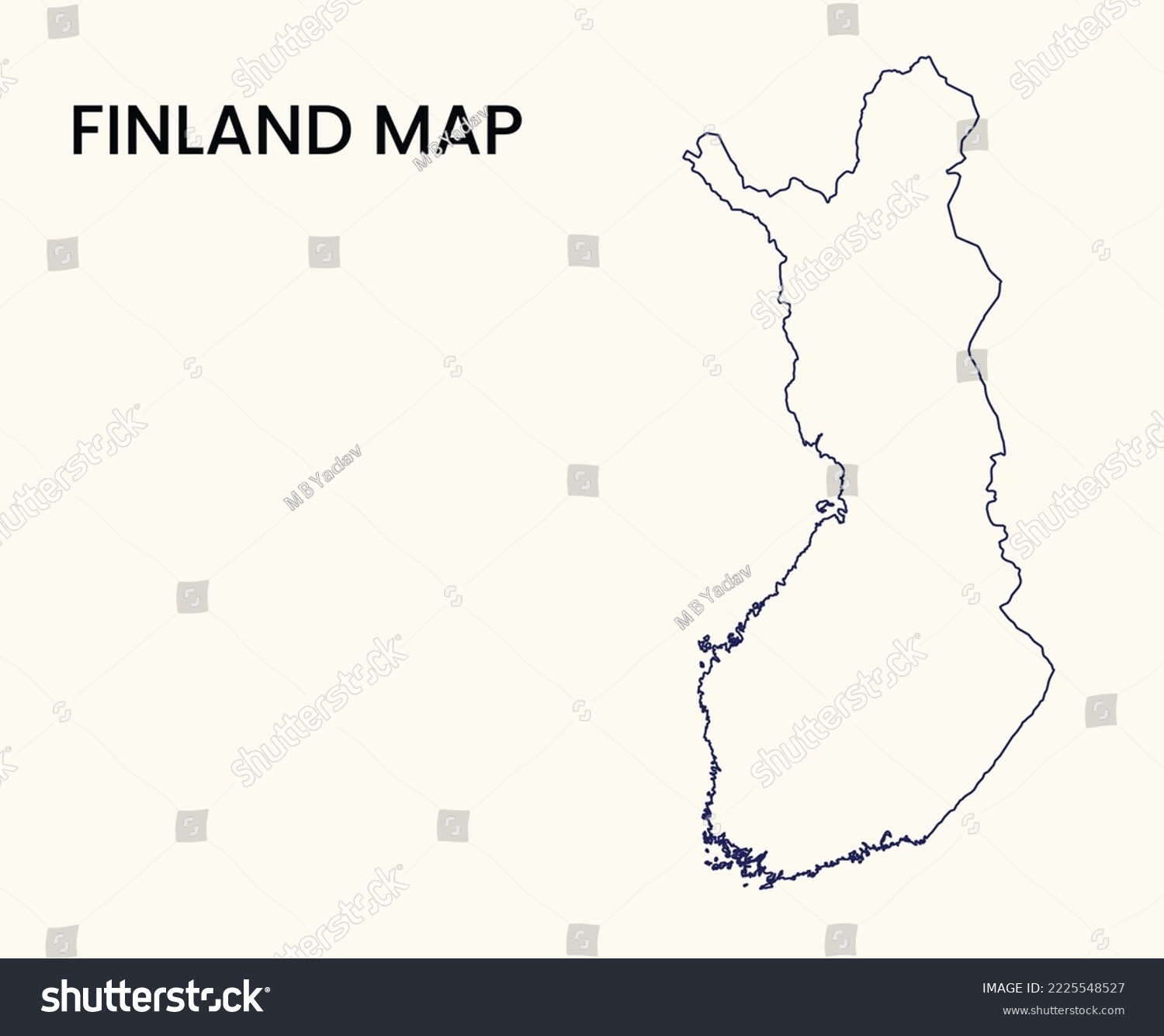 Map of Finland, Outline Map Finland vector - Royalty Free Stock Vector 2225548527 - Avopix.com