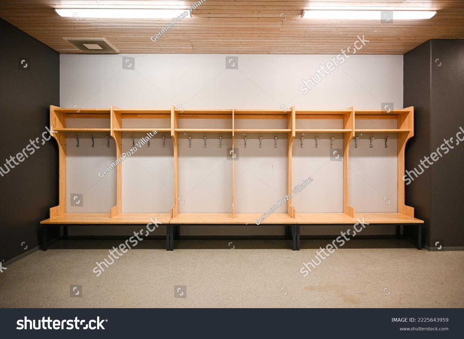 Wood locker room of a stadium #2225643959