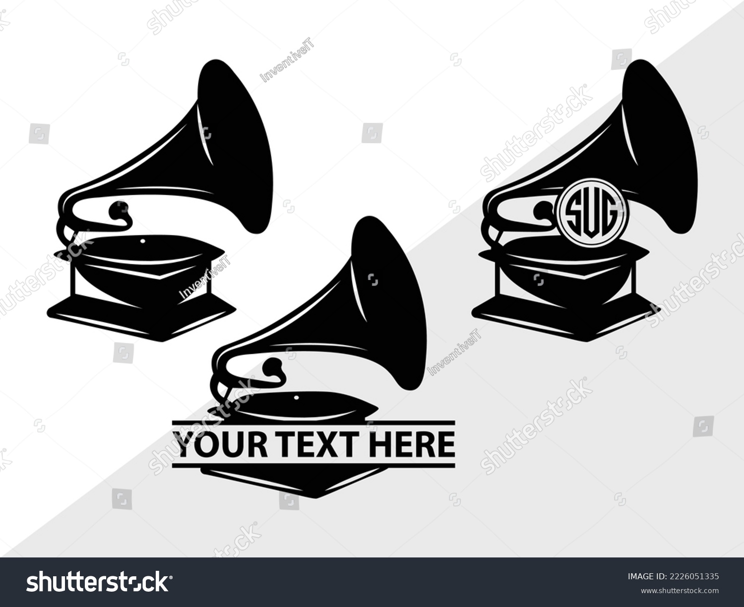 Phonograph Monogram Printable Vector - Royalty Free Stock Vector 2226051335 - Avopix.com