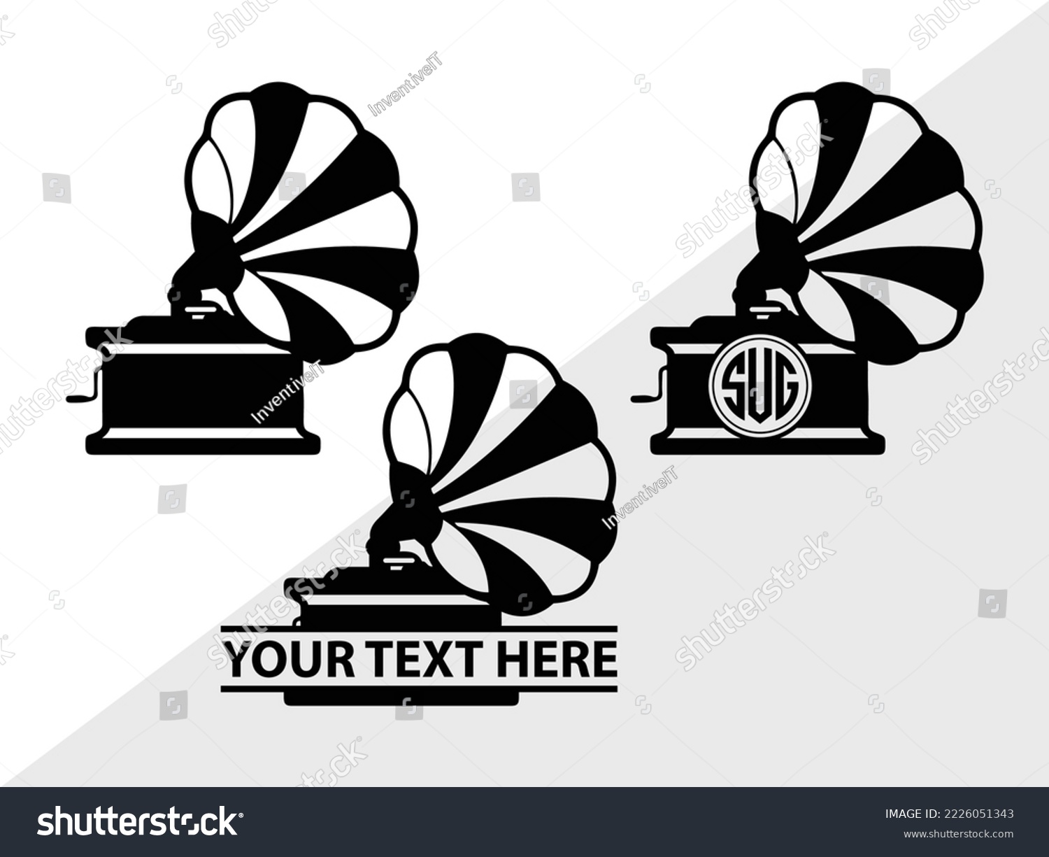 Phonograph Monogram Printable Vector - Royalty Free Stock Vector 2226051343 - Avopix.com