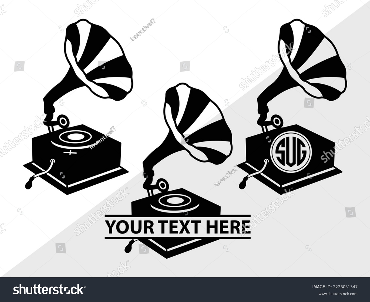 Phonograph Monogram Printable Vector - Royalty Free Stock Vector 2226051347 - Avopix.com