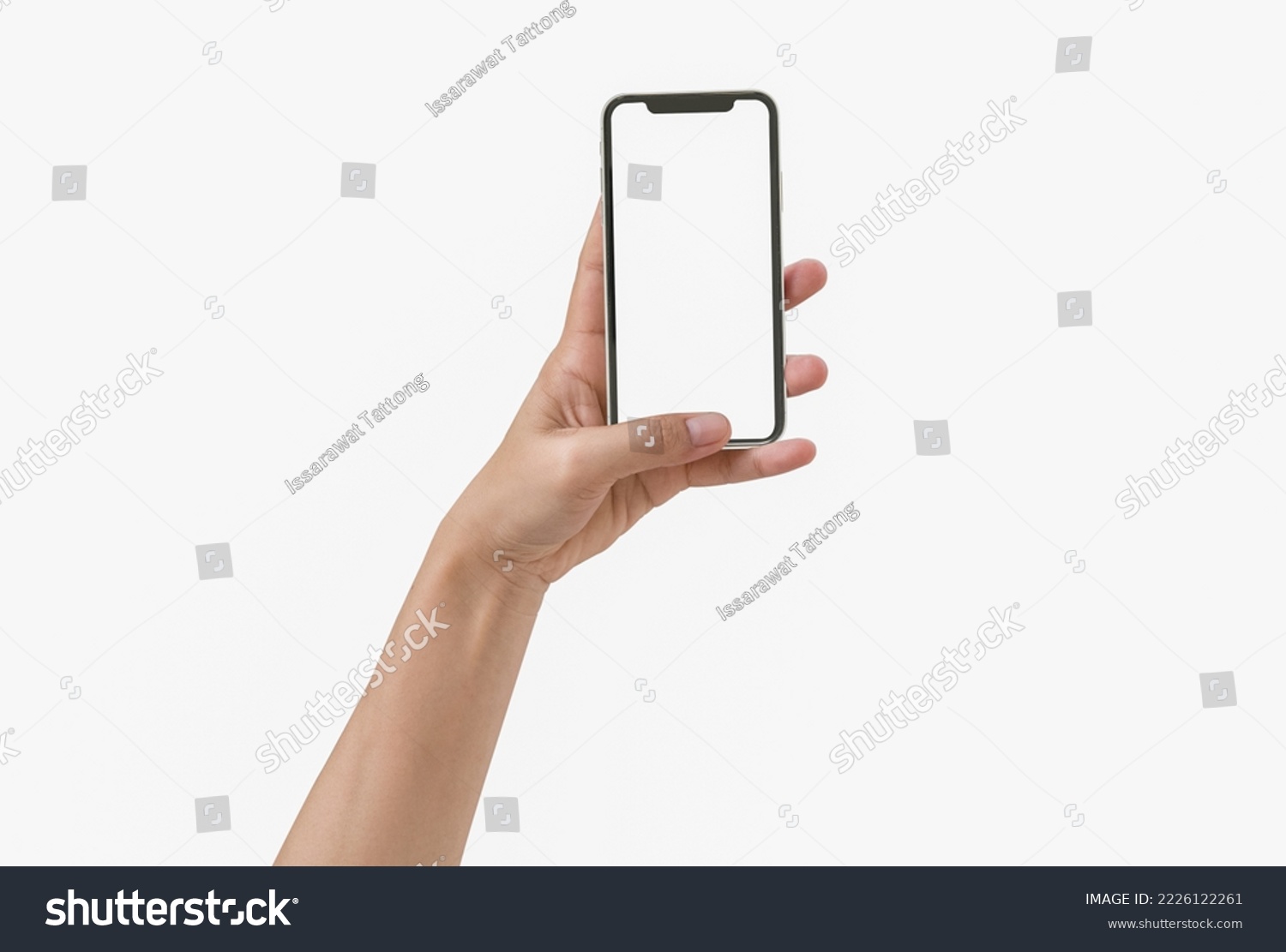 Smartphone in female hands taking photo isolated on white blackground #2226122261