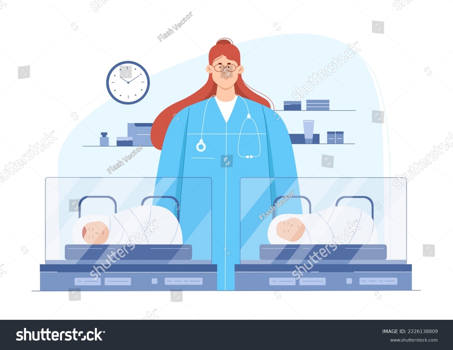 Neonatal hospital vector illustration. Cartoon - Royalty Free Stock ...