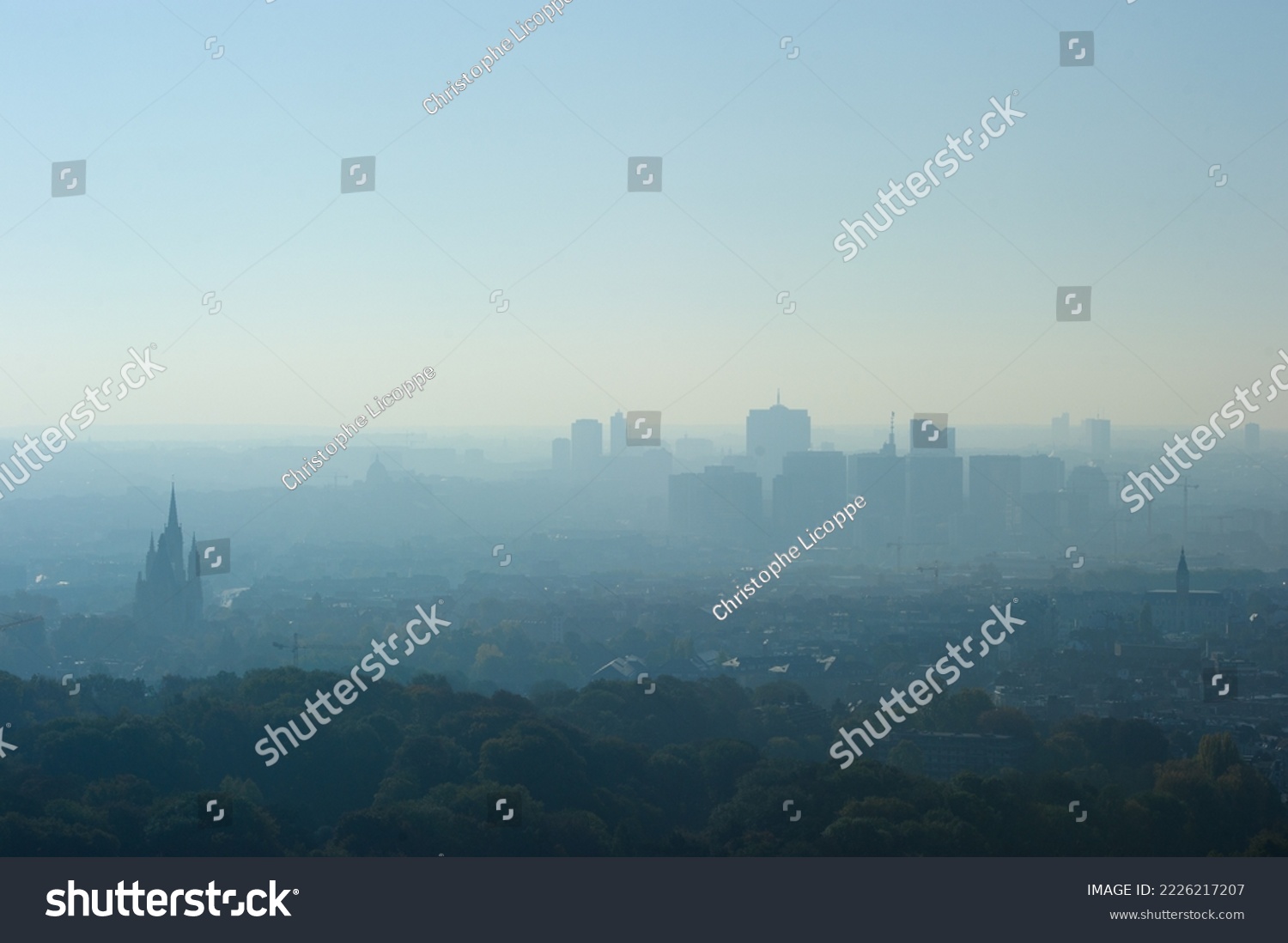 The city of Brussels under the fog 

 #2226217207