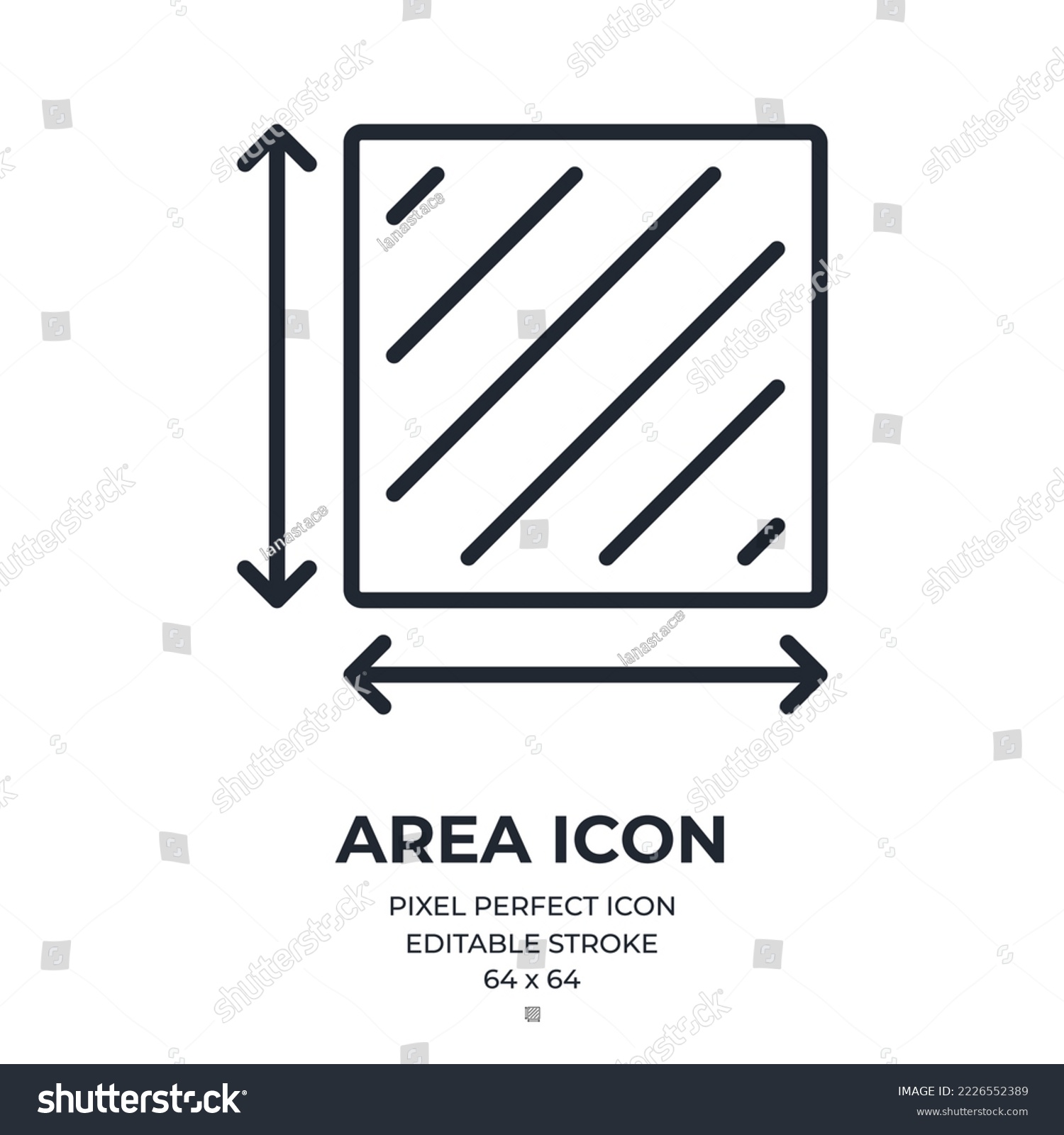 Area and dimension concept editable stroke outline icon isolated on white background flat vector illustration. Pixel perfect. 64 x 64. #2226552389