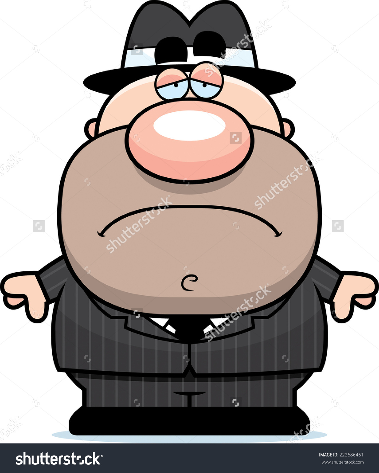 A cartoon illustration of a mobster with a sad - Royalty Free Stock ...