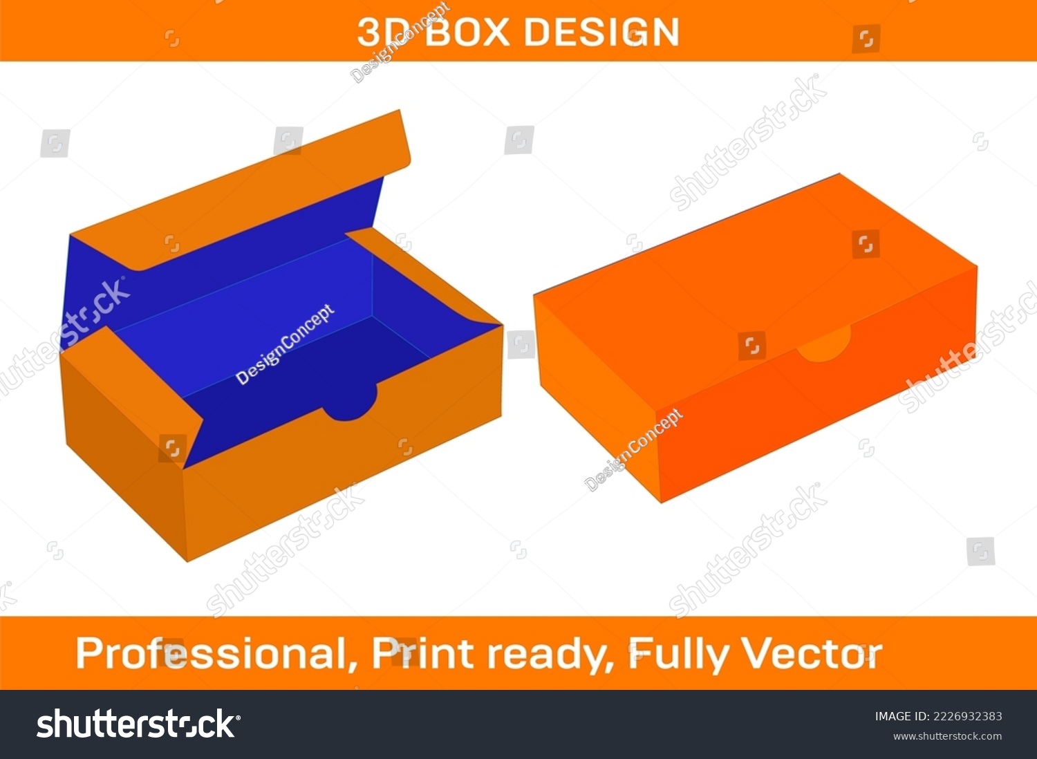 Reverse Tuck End Box, RTE boxes dieline template - Royalty Free Stock ...