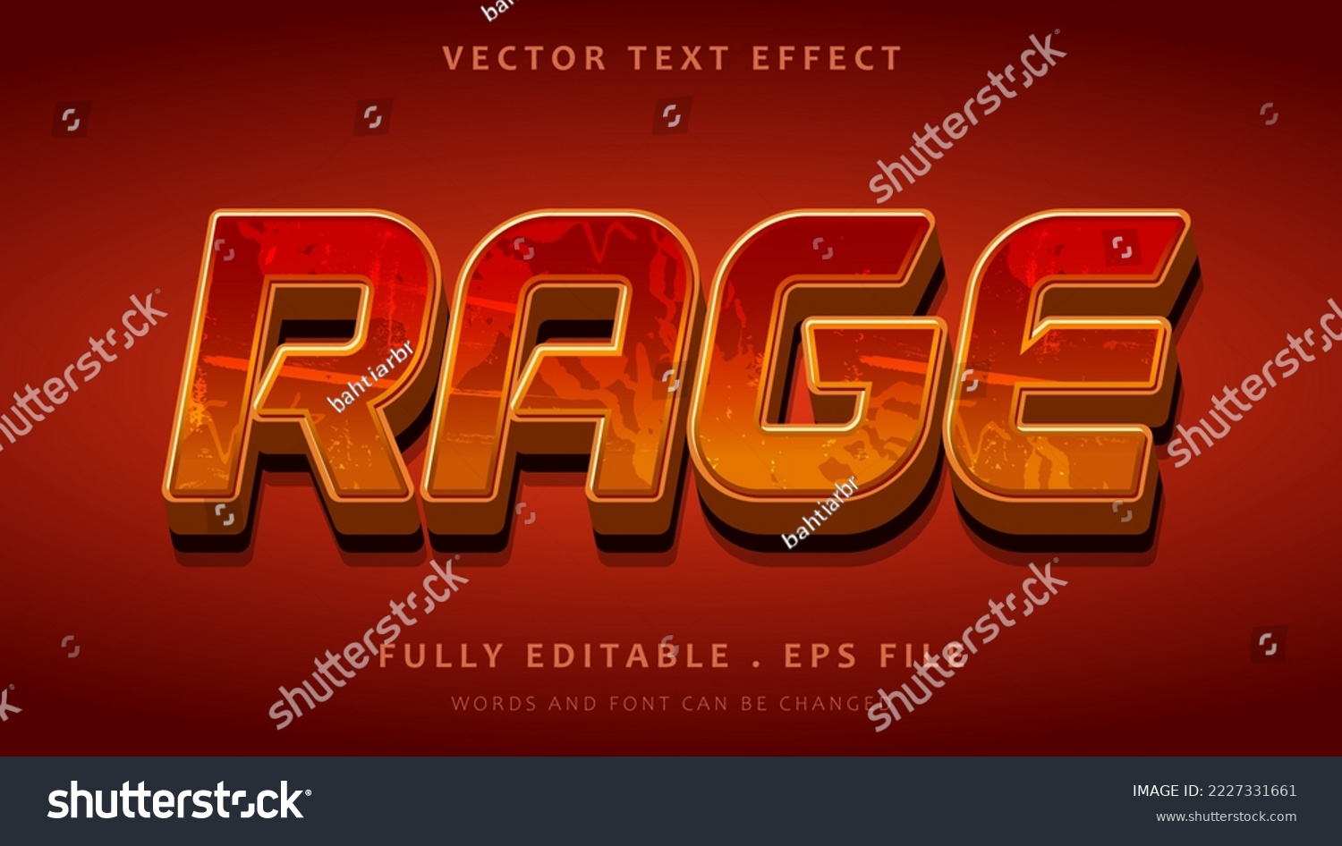 Word Rage Grunge Editable Text Effect Design Template. Effect Saved In Graphic Style #2227331661