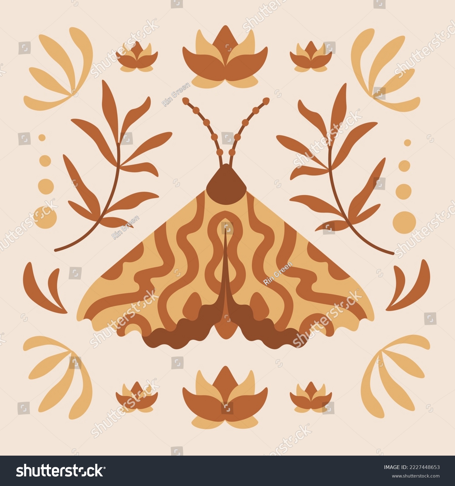 Retro poster with boho butterfly. Vintage - Royalty Free Stock Vector ...