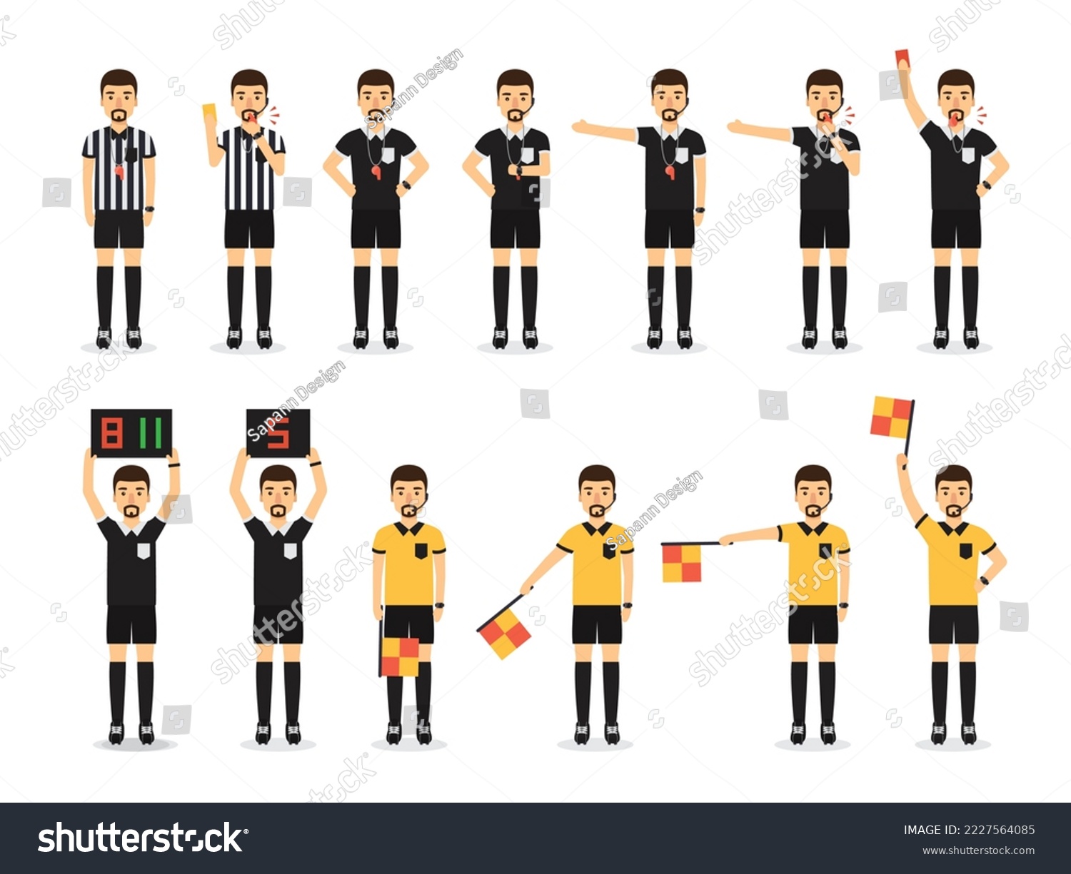 Soccer referees, football referees in actions on - Royalty Free Stock ...