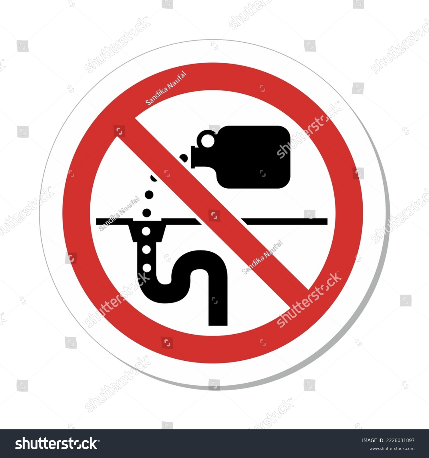 ISO Prohibition Circular Sign: No Dumping (Drain) Symbol #2228031897