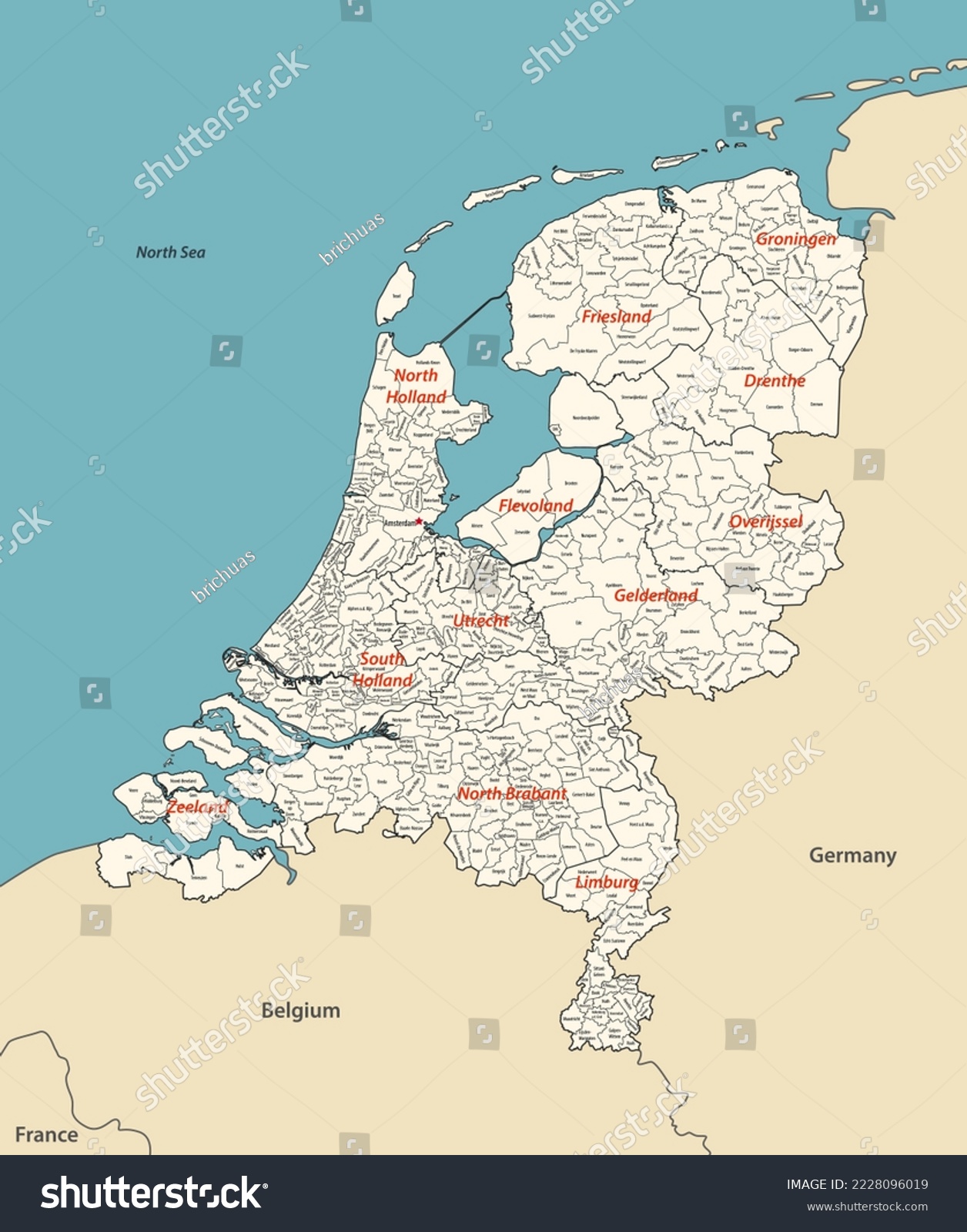 Netherlands map with neighbouring countries. - Royalty Free Stock ...